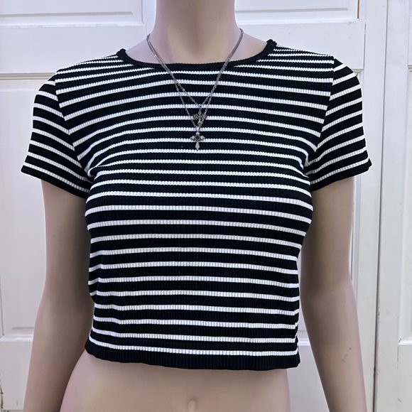 Aura Tops - Striped Ribbed Aura Baby Tee